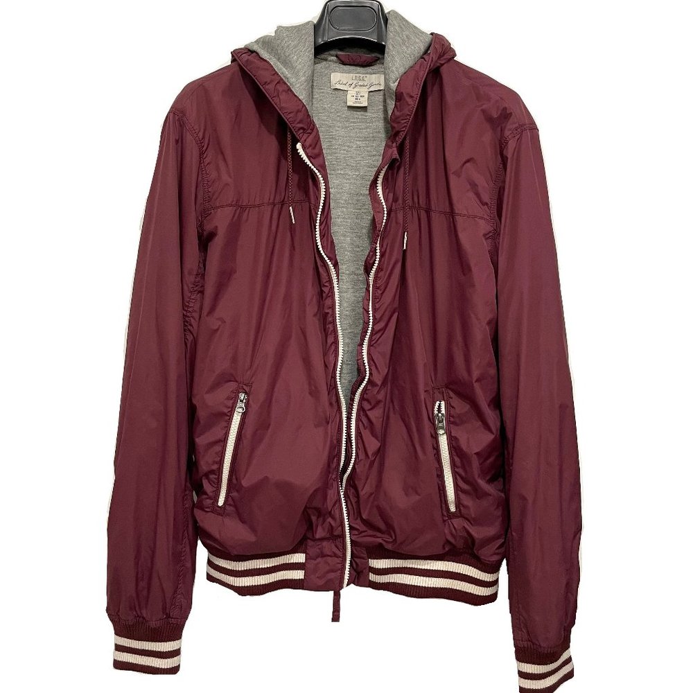 H&M Men’s Hooded Windbreaker Burgundy Jacket